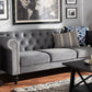 Baxton Studio Emma Traditional and Transitional Grey Velvet Fabric Upholstered and Button Tufted Chesterfield Sofa | Modishstore | Sofas