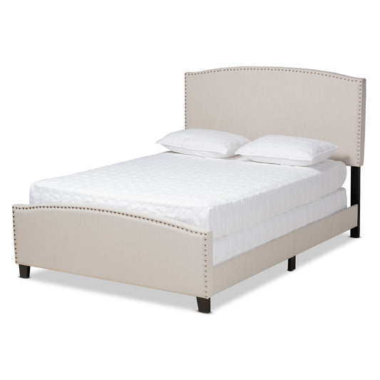 Baxton Studio Morgan Modern Transitional Beige Fabric Upholstered King Size Panel Bed | Beds | Modishstore