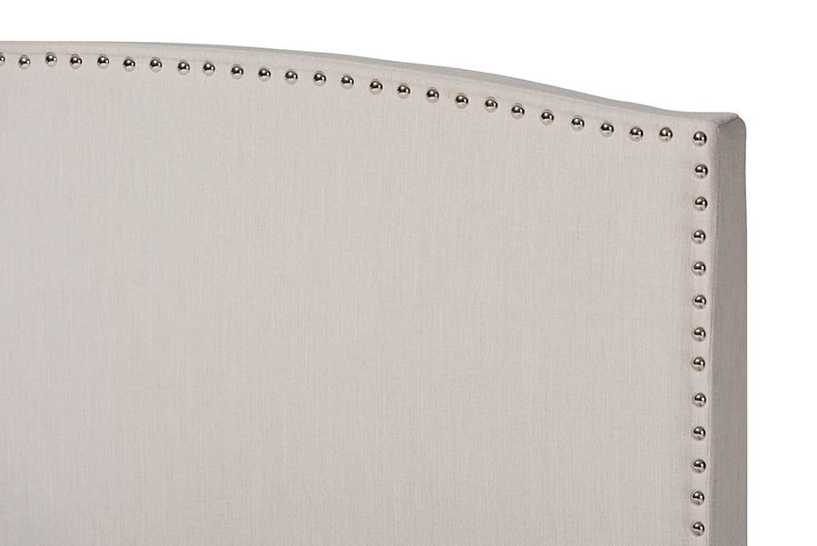 Baxton Studio Morgan Modern Transitional Beige Fabric Upholstered King Size Panel Bed | Beds | Modishstore - 5
