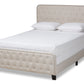 baxton studio annalisa modern transitional beige fabric upholstered button tufted full size panel bed | Modish Furniture Store-2