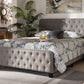 Baxton Studio Annalisa Modern Transitional Grey Fabric Upholstered Button Tufted Full Size Panel Bed | Modishstore | Beds