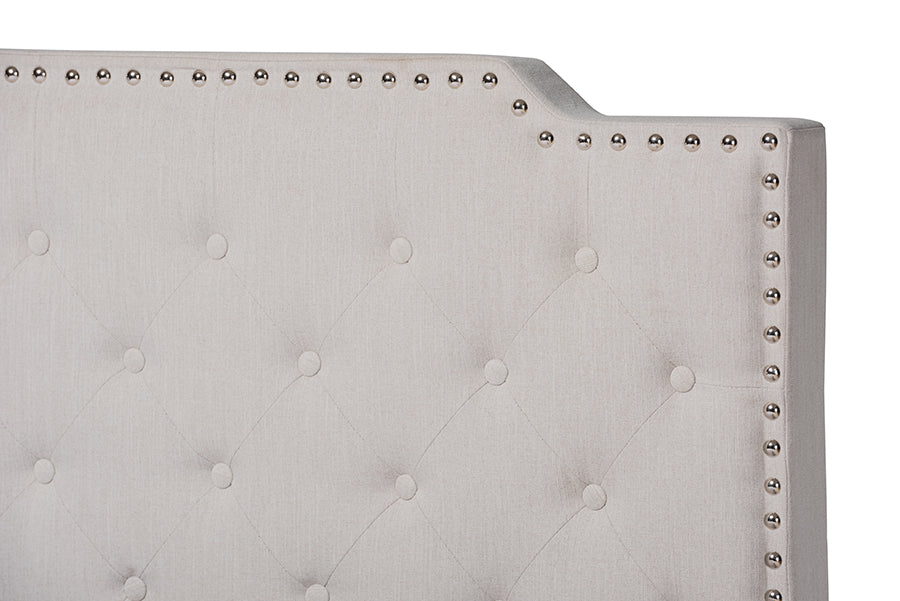 Baxton Studio Marion Modern Transitional Beige Fabric Upholstered Button Tufted King Size Panel Bed | Beds | Modishstore - 5