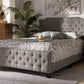 Baxton Studio Marion Modern Transitional Grey Fabric Upholstered Button Tufted King Size Panel Bed | Beds | Modishstore - 2