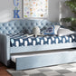 Baxton Studio Freda Traditional and Transitional Light Blue Velvet Fabric Upholstered and Button Tufted Twin Size Daybed with Trundle | Modishstore | Beds