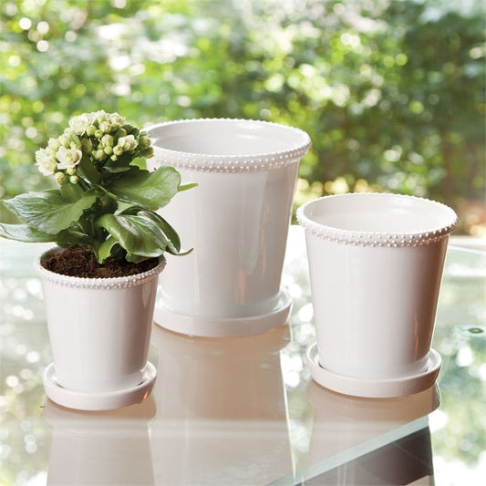 Audrey Pots with Saucers-Set of 3 By Napa Home & Garden | Outdoor Planters, Troughs & Cachepots | Modishstore