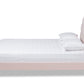 baxton studio odille modern glam light pink velvet upholstered walnut brown finished wood queen size seashell shaped platform bed | Modish Furniture Store-3