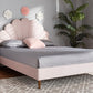 Baxton Studio Odille Modern Glam Light Pink Velvet Upholstered Walnut Brown Finished Wood Queen Size Seashell Shaped Platform Bed | Modishstore | Beds