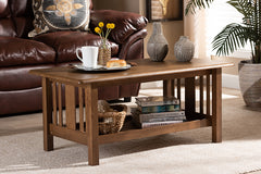Baxton Studio Rylie Traditional Transitional Mission Style Walnut Brown Finished Rectangular Wood Coffee Table