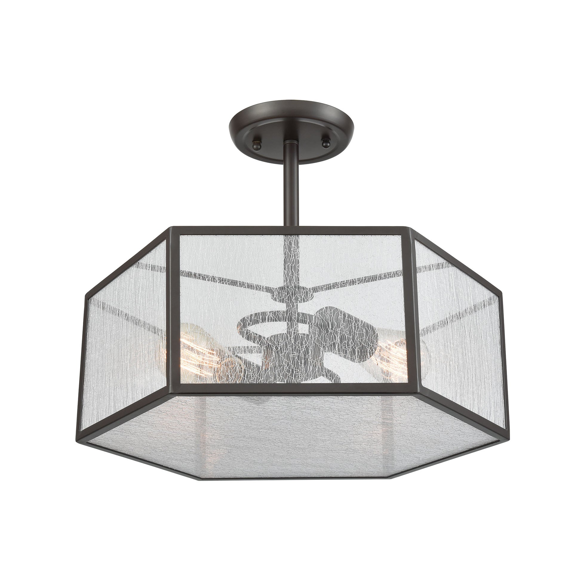 Spencer 2-Light Semi Flush in Oil Rubbed Bronze with Translucent Organza PVC Shade ELK Lighting | Ceiling Lamps | Modishstore
