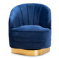 baxton studio fiore glam and luxe royal blue velvet fabric upholstered brushed gold finished swivel accent chair | Modish Furniture Store-3