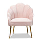 baxton studio cinzia glam and luxe light pink velvet fabric upholstered gold finished seashell shaped accent chair | Modish Furniture Store-3