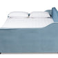 Baxton Studio Freda Transitional and Contemporary Light Blue Velvet Fabric Upholstered and Button Tufted Queen Size Daybed with Trundle | Daybeds | Modishstore - 3