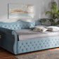 Baxton Studio Abbie Traditional and Transitional Light Blue Velvet Fabric Upholstered and Crystal Tufted Full Size Daybed | Modishstore | Beds