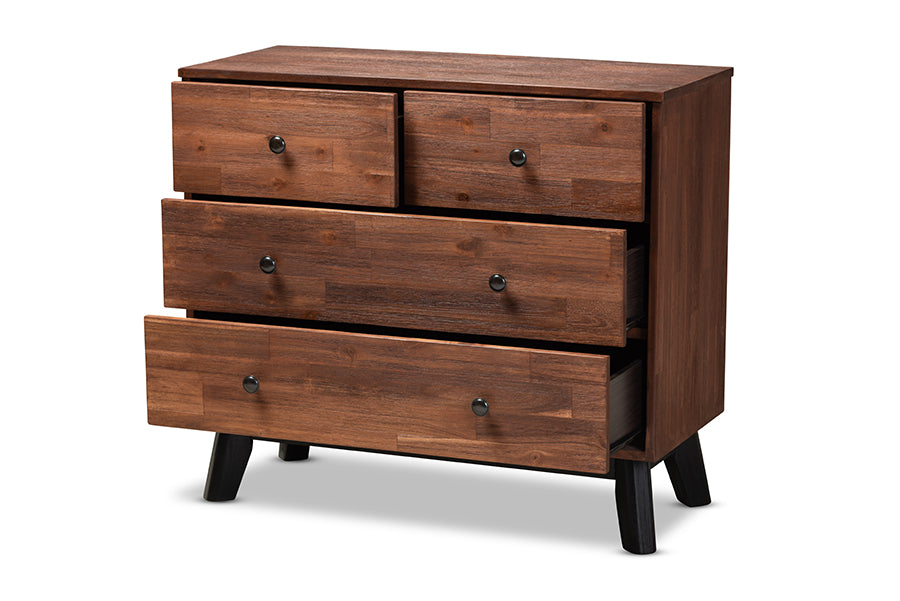 baxton studio calla modern and contemporary brown and black oak finished 4 drawer wood dresser | Modish Furniture Store-3