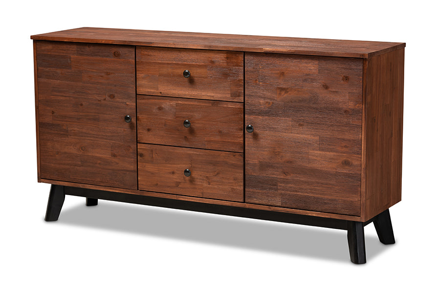 baxton studio calla modern and contemporary brown and black oak finished 2 door wood sideboard buffet | Modish Furniture Store-2