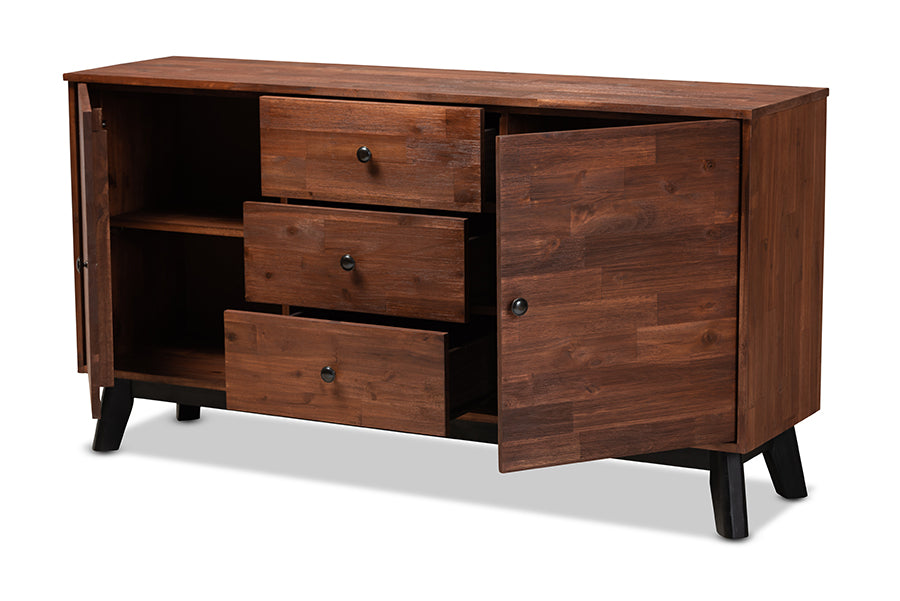 baxton studio calla modern and contemporary brown and black oak finished 2 door wood sideboard buffet | Modish Furniture Store-3