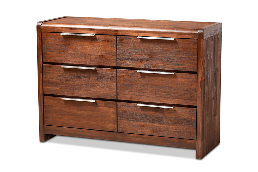 baxton studio torres modern and contemporary brown oak finished 6 drawer wood dresser | Modish Furniture Store-2