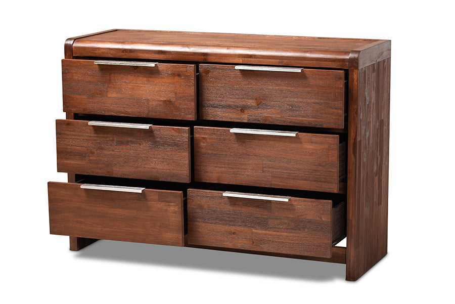 baxton studio torres modern and contemporary brown oak finished 6 drawer wood dresser | Modish Furniture Store-3