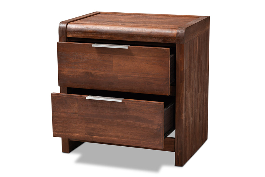 baxton studio torres modern and contemporary brown oak finished 2 drawer wood nightstand | Modish Furniture Store-3
