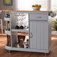Baxton Studio Donnie Coastal and Farmhouse Two-Tone Light Grey and Natural Finished Wood Kitchen Storage Cart | Modishstore | Cabinets
