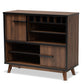 baxton studio margo mid century modern two tone walnut brown and black finished wood wine storage cabinet | Modish Furniture Store-2