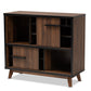 baxton studio margo mid century modern two tone walnut brown and black finished wood wine storage cabinet | Modish Furniture Store-3