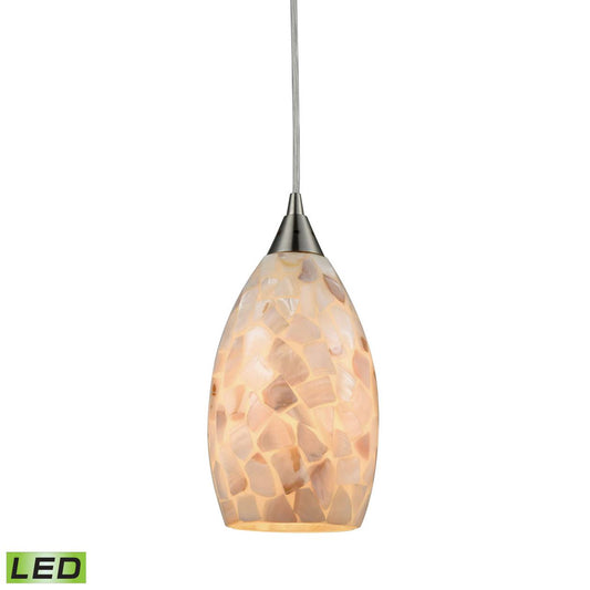 Capri 1-Light Mini Pendant In Satin Nickel With Capiz Shell Glass - Includes Led BulbELK Lighting | Pendant Lamps | Modishstore | 10443/1-LED