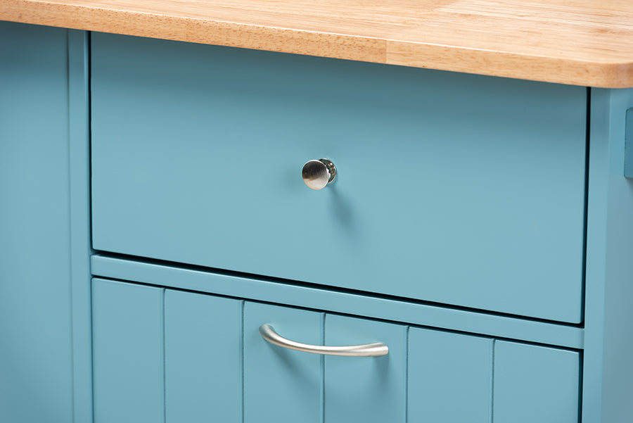 Baxton Studio Liona Modern and Contemporary Sky Blue Finished Wood Kitchen Storage Cart | Bar Carts | Modishstore - 6