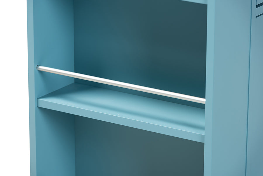 Baxton Studio Liona Modern and Contemporary Sky Blue Finished Wood Kitchen Storage Cart | Bar Carts | Modishstore - 4