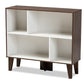 baxton studio senja modern and contemporary two tone white and walnut brown finished wood 4 shelf bookcase | Modish Furniture Store-2
