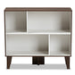 baxton studio senja modern and contemporary two tone white and walnut brown finished wood 4 shelf bookcase | Modish Furniture Store-3