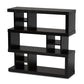 baxton studio dora modern and contemporary dark brown finished wood 3 tier geometric bookshelf | Modish Furniture Store-2