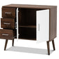 baxton studio leena mid century modern two tone white and walnut brown finished wood 3 drawer sideboard buffet | Modish Furniture Store-3