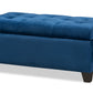 baxton studio michaela modern and contemporary navy blue velvet fabric upholstered storage ottoman | Modish Furniture Store-2