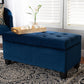 Baxton Studio Michaela Modern and Contemporary Navy Blue Velvet Fabric Upholstered Storage Ottoman | Modishstore | Ottomans