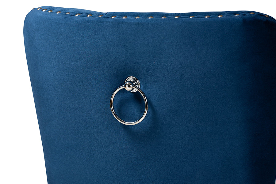 Baxton Studio Remy Modern Transitional Navy Blue Velvet Fabric Upholstered Espresso Finished 2-Piece Wood Dining Chair Set Set | Dining Chairs | Modishstore - 4