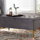 Baxton Studio Valere Glam and Luxe Grey Velvet Fabric Upholstered Gold Finished Button Tufted Storage Ottoman | Modishstore | Ottomans