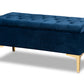 baxton studio valere glam and luxe navy blue velvet fabric upholstered gold finished button tufted storage ottoman | Modish Furniture Store-2