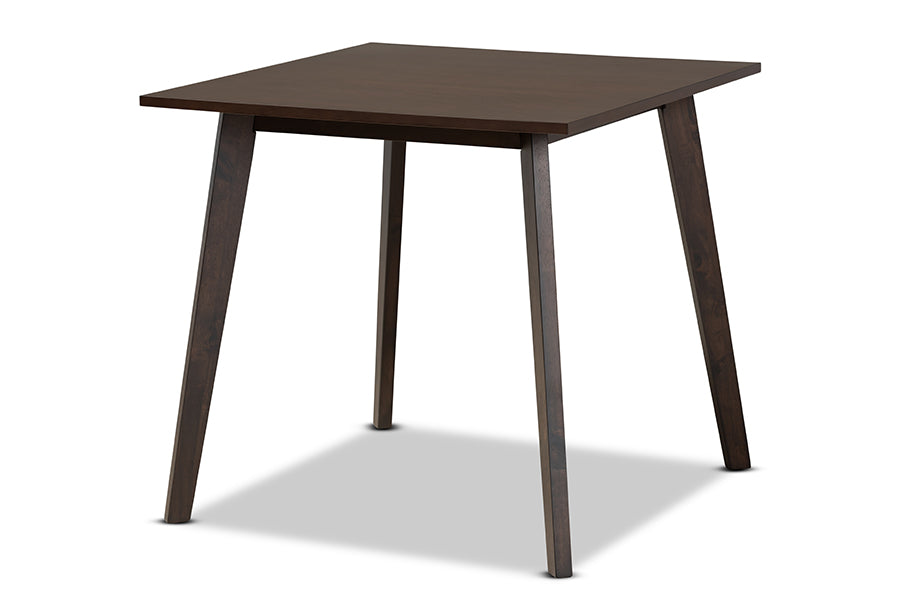 baxton studio britte mid century modern dark oak brown finished square wood dining table | Modish Furniture Store-2