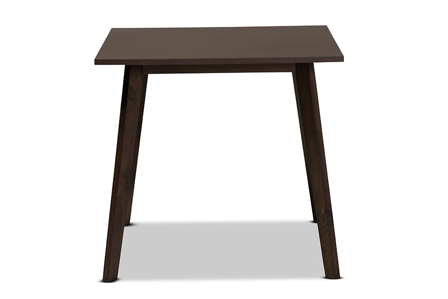 baxton studio britte mid century modern dark oak brown finished square wood dining table | Modish Furniture Store-3