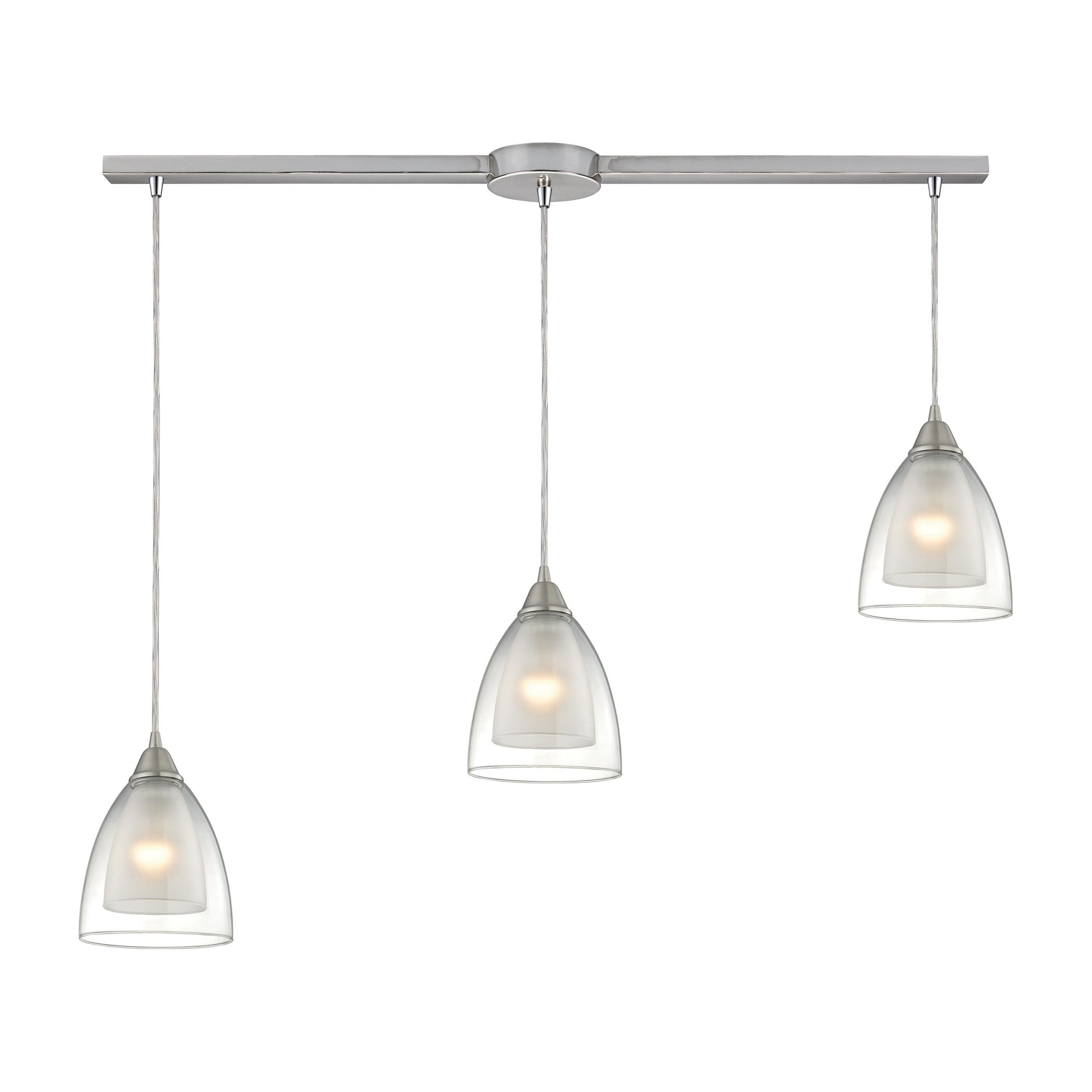 Layers 3-Light Linear Pendant Fixture in Satin Nickel with Clear Glass ELK Lighting | Pendant Lamps | Modishstore