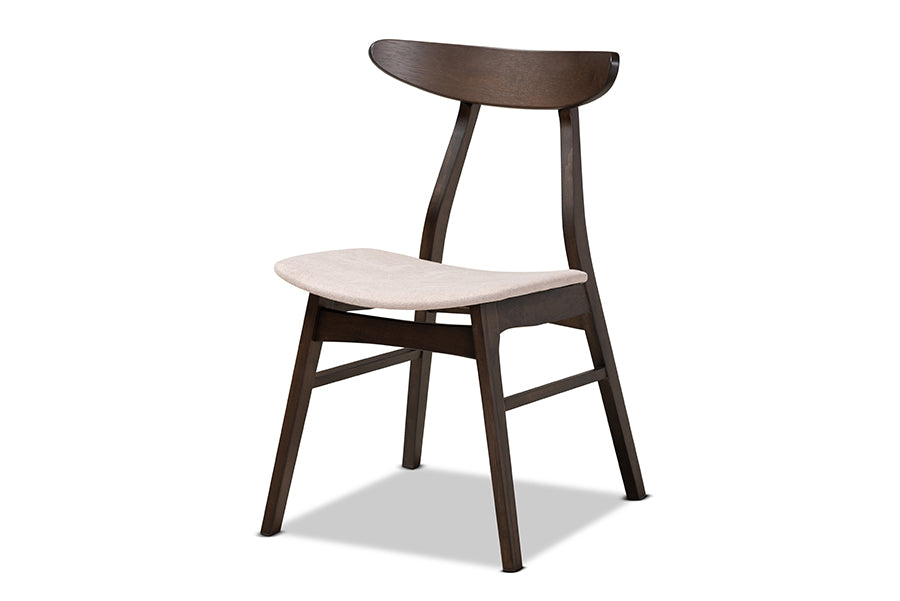 Baxton Studio Britte Mid-Century Modern Beige Fabric Upholstered Dark Oak Brown Finished 4-Piece Wood Dining Chair Set Set | Dining Chairs | Modishstore - 4