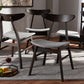 Baxton Studio Britte Mid-Century Modern Light Grey Fabric Upholstered Dark Oak Brown Finished 4-Piece Wood Dining Chair Set Set | Modishstore | Dining Chairs