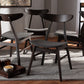 Baxton Studio Britte Mid-Century Modern Dark Grey Fabric Upholstered Dark Oak Brown Finished 4-Piece Wood Dining Chair Set Set | Modishstore | Dining Chairs