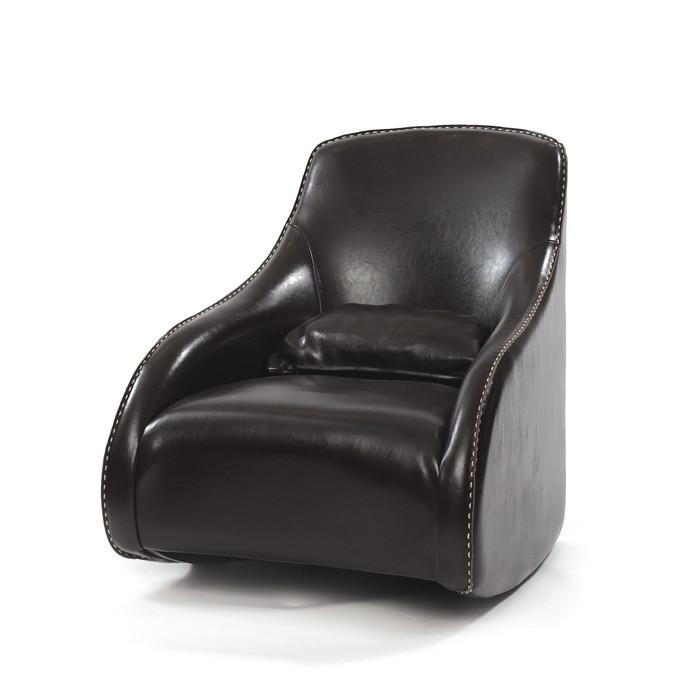 Dark Brown Contemporary Style Leather Chair by GO Home