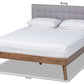 Baxton Studio Devan Mid-Century Modern Light Grey Fabric Upholstered Walnut Brown Finished Wood King Size Platform Bed | Beds | Modishstore - 6