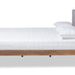 Baxton Studio Devan Mid-Century Modern Light Grey Fabric Upholstered Walnut Brown Finished Wood Queen Size Platform Bed | Beds | Modishstore - 3