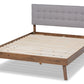 Baxton Studio Devan Mid-Century Modern Light Grey Fabric Upholstered Walnut Brown Finished Wood Queen Size Platform Bed | Beds | Modishstore - 6