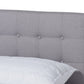 Baxton Studio Devan Mid-Century Modern Light Grey Fabric Upholstered Walnut Brown Finished Wood Queen Size Platform Bed | Beds | Modishstore - 5