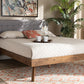 Baxton Studio Devan Mid-Century Modern Light Grey Fabric Upholstered Walnut Brown Finished Wood Queen Size Platform Bed | Beds | Modishstore - 2
